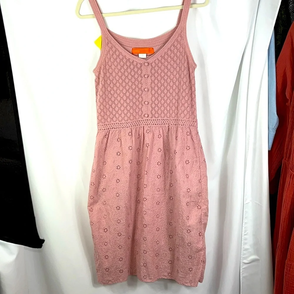 Cynthia Steffe sleeveless eyelet dress blush pink Sz L